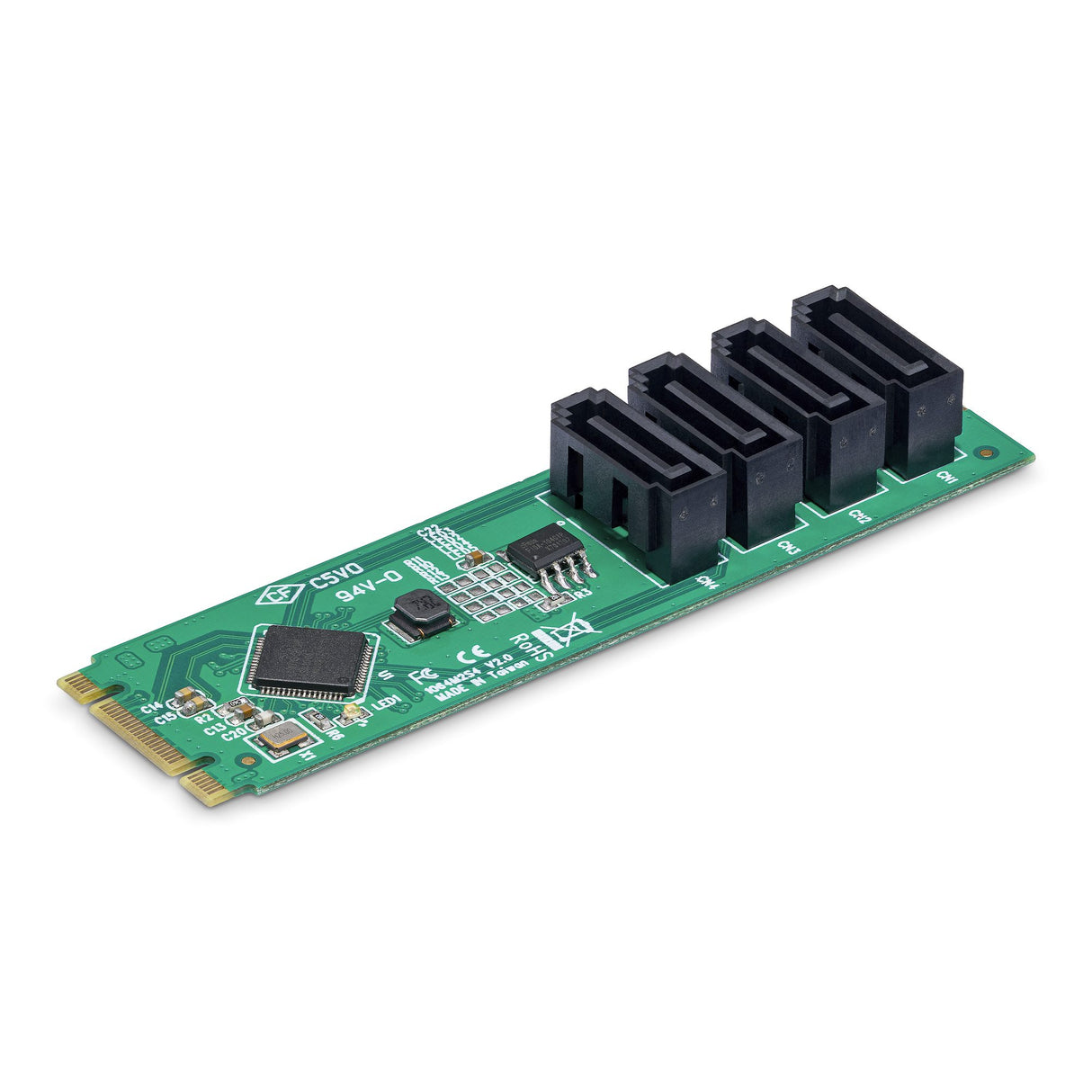 StarTech.com 4-Port M.2 to SATA Adapter Card, M.2 PCIe 3.0 to SATA HDD/SSD Expansion Card, ASM1064 Chipset, M.2 NVMe to 4x HDD/SSD for Windows/macOS/Linux, TAA