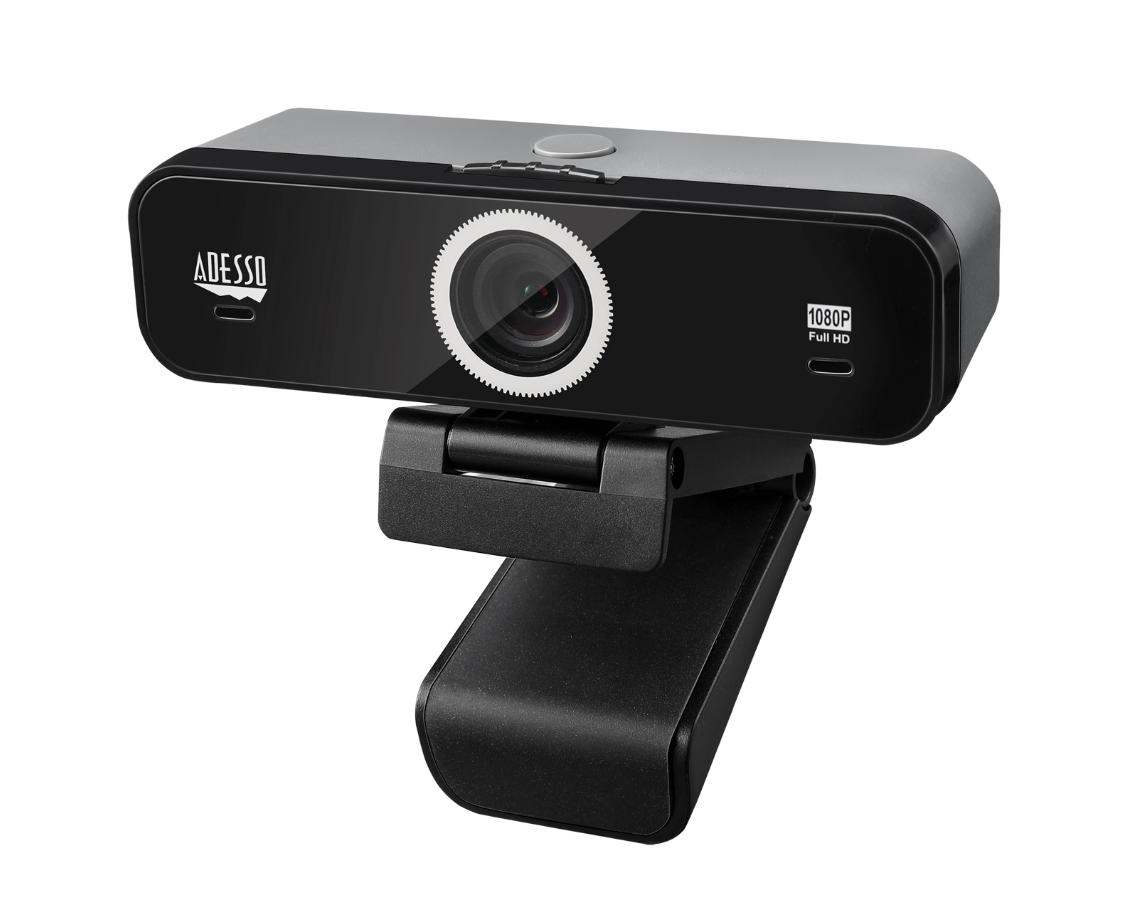 Adesso Webcam CyberTrack K1 1080P (2.1MP) Dual Mics with Noise Cancelling Pan/Tilt Tripod Mountable PC/Mac - Black