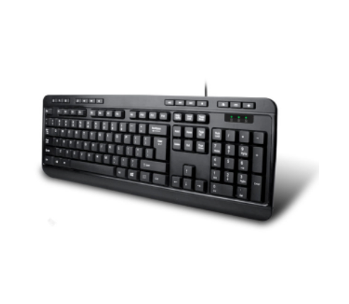 Adesso Keyboard Wired Multimedia Spill-Resistant with PS/2 Adapter - Black