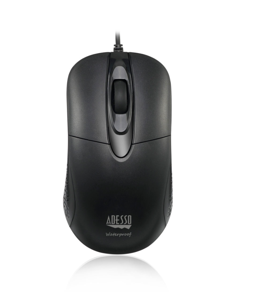 Adesso Mouse Wired Antimicrobial Waterproof IP67 W4 3 Button up to 1000dpi PC/Mac - Black