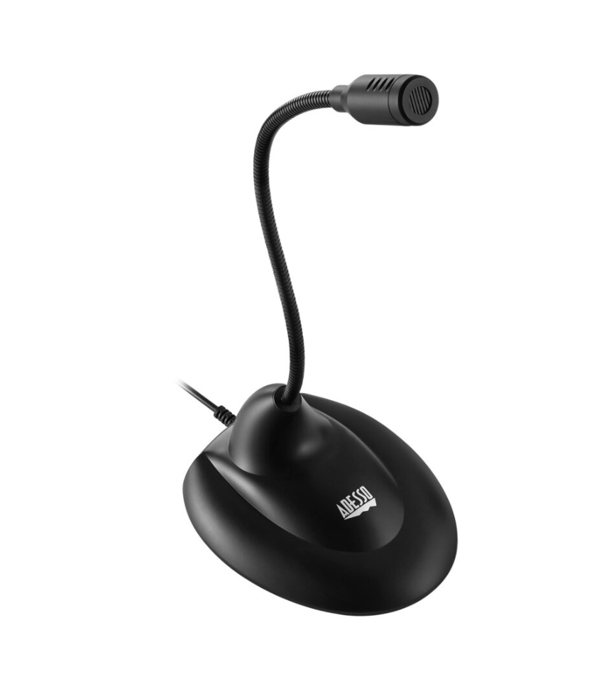 Adesso Microphone Gooseneck Omni Directional USB Noise Reduction On/Off Switch PC/Mac - Black