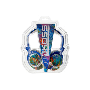 Koss Headphone Full Size Noise Isolating Deep Bass Extra Comfort Fold Flat Design Adjustable Padded Headband 3.5mm 4ft - Blue