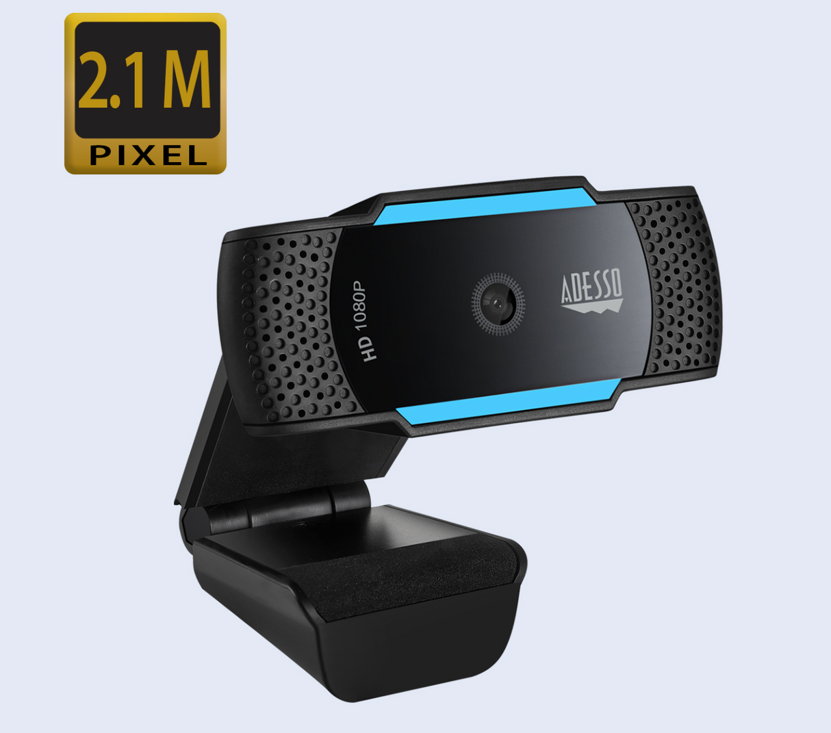 Adesso Webcam CyberTrack H5 1080P (2.1MP) Dual Mics Noise Cancelling Tripod Mountable Shutter Cover - Black