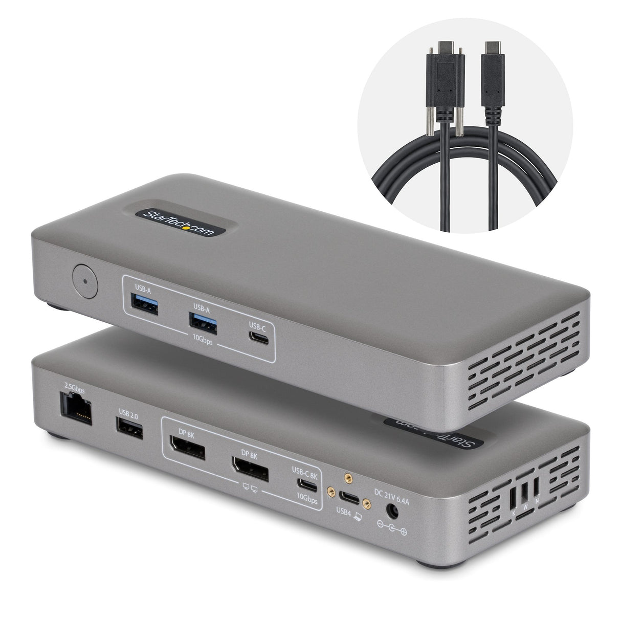 StarTech.com USB4 Docking Station, Driverless Dual 4K 144Hz for Mac and Windows, Universal USB-C Dock with DisplayPort, 100W PD and 2.5GbE