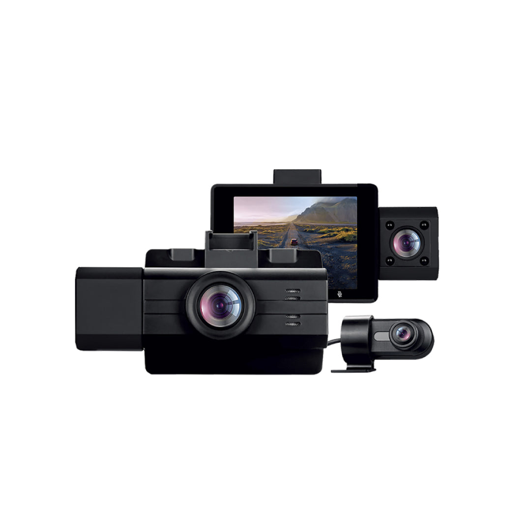 GekoGear Dashcam - Scout Pro 4K HD 3 Channel IBD II Power Cable Wifi Support G-Sensor 32GB MicroSD Included (support up to 256GB) - Black