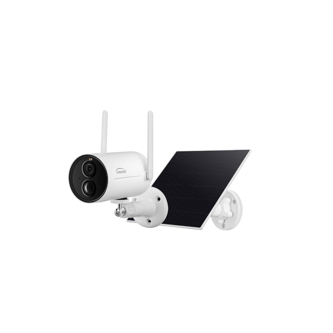 Gyration Smart Home Outdoor/Indoor Wifi Camera 3MP Cyberview 3010 IP65 Waterproof Solar Powered Built in Mic Motion Detection Starlight Technology - White