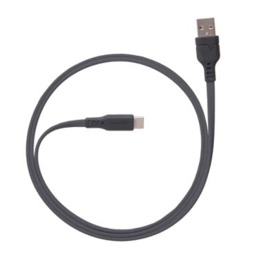 Ventev Charge & Sync USB-C to USB-A Cable 3.3ft Flat High Speed 2X Copper Fast Charge Reinforced Connector - Box - Gray