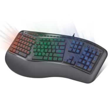 Adesso Keyboard (Bilingual) Wired Tru-Form 150 Ergonomic Multimedia Large Print 3 Colour LED Integrated Palm Rest - Black