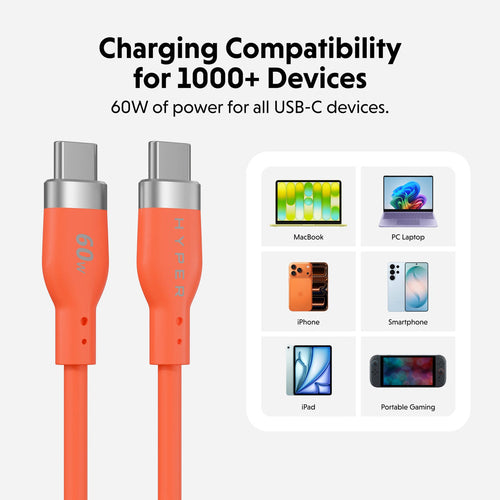 Targus HyperJuice Flex USB cable USB 2.0 1.5 m USB C 0.48 Gbit/s 60 W Orange