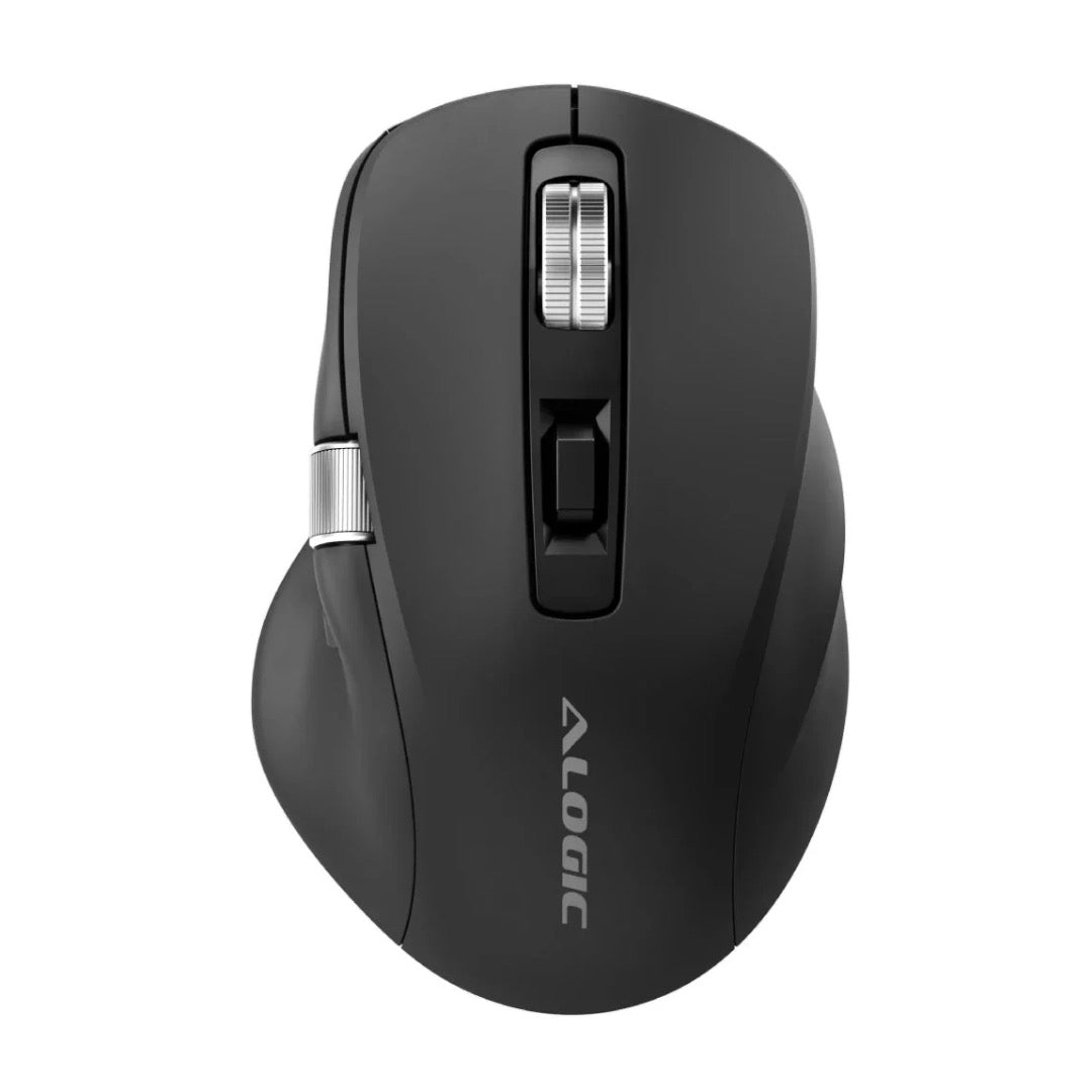 Alogic Mouse Apex Wireless Bluetooth & 2.4GHz USB-A Dongle USB-C Rechargeable 7 Keys Programmable PC/Mac/Chrome/Android/iOS - Black
