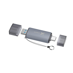 Xtech Card Reader High Speed USB-C or USB-A 3.0 Read/Write to SD or Micro SD Cards PC/Mac/Android/IOS Alluminum Alloy