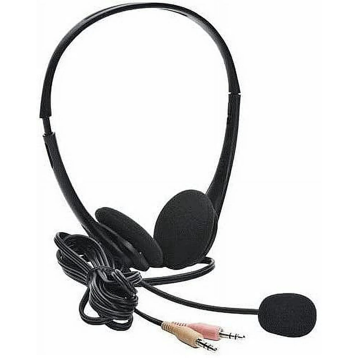 Headset Stereo Wired with Boom Mic 2x 3.5mm Jacks with Adapter to 1x 3.5mm to Connect to Single 3.55 Jack (BULK)