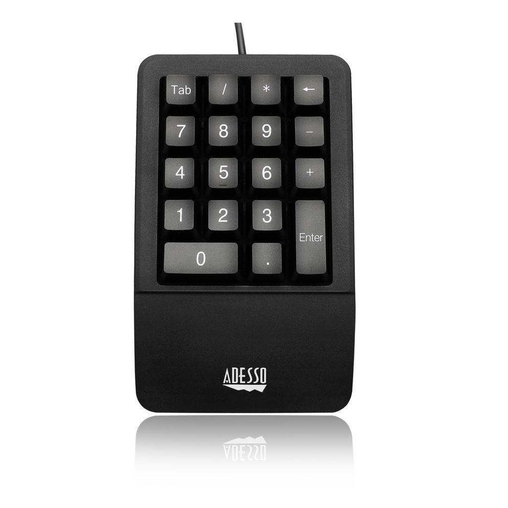 Adesso Keypad Wired Antimicrobial Waterproof Ergonomic - Black