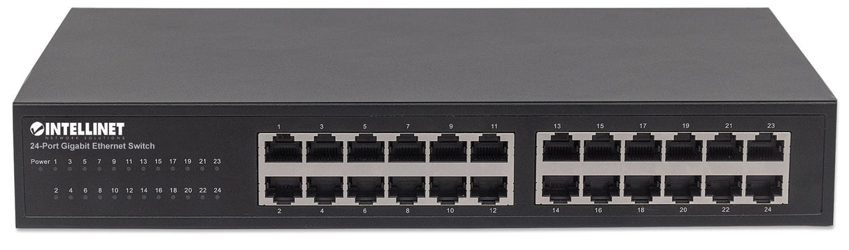 Intellinet 24-Port Gigabit Ethernet Switch, 24 x 10/100/1000 Mbit/s RJ45-Ports, IEEE 802.3az (Energy Efficient Ethernet), Desktop, 19" Rackmount, Metal