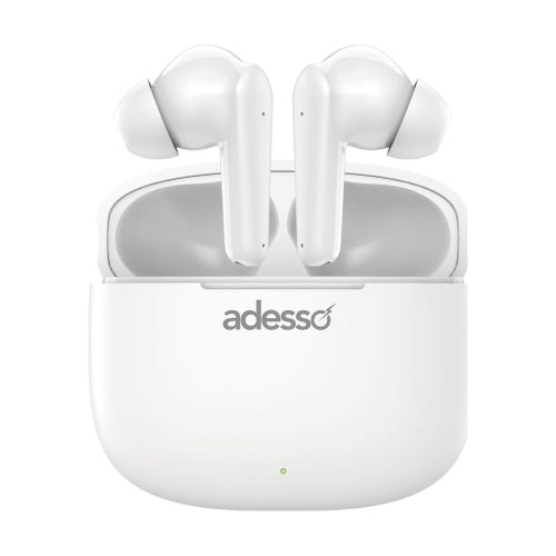 Adesso Earbuds Bluetooth 5.3 with Dual Microphones Touch Controls Noise Isolation Charging Case Multi-Platform Compatible -White