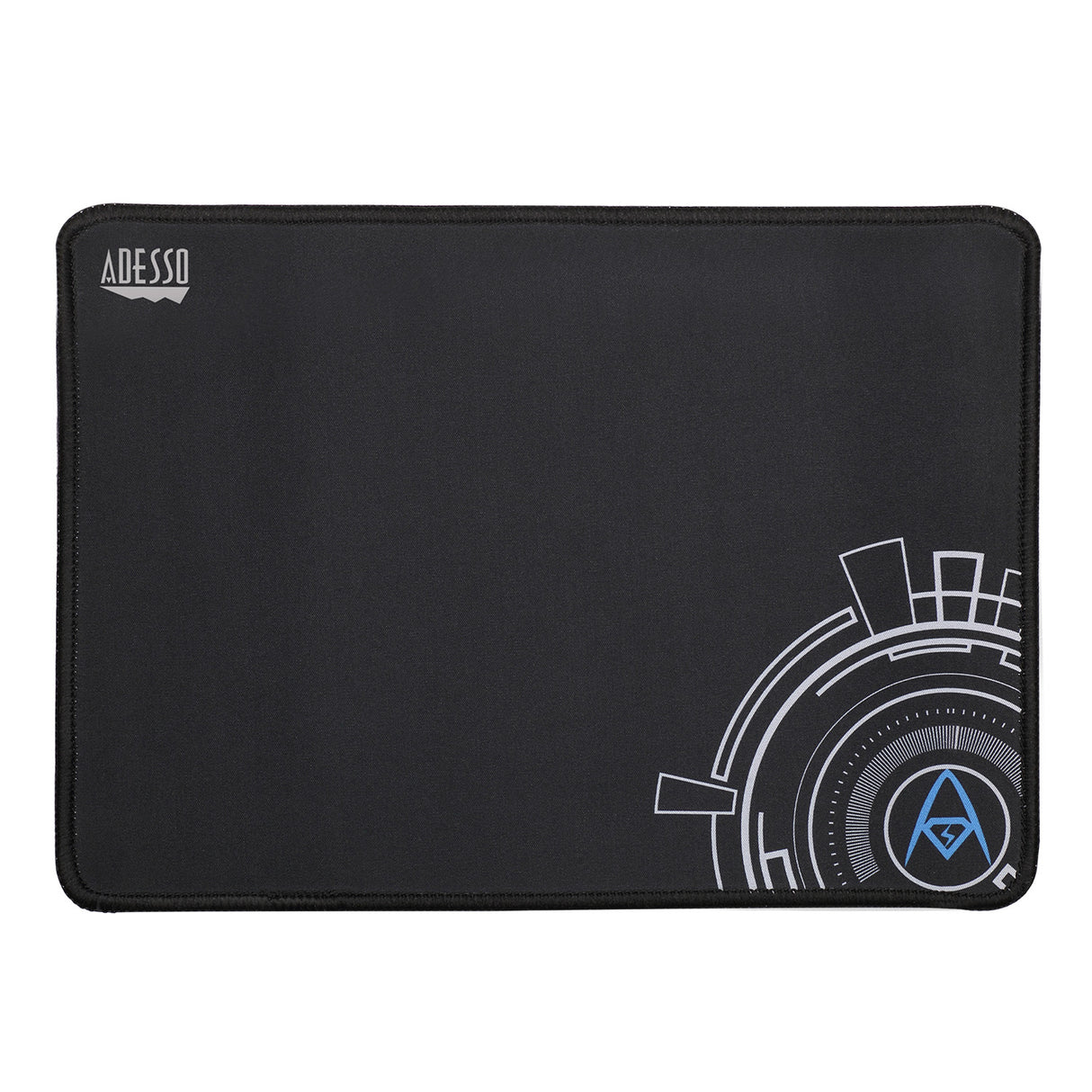 Adesso Gaming Mouse Pad Medium with Circular Logo Design for Esports 16in x 12in - Black