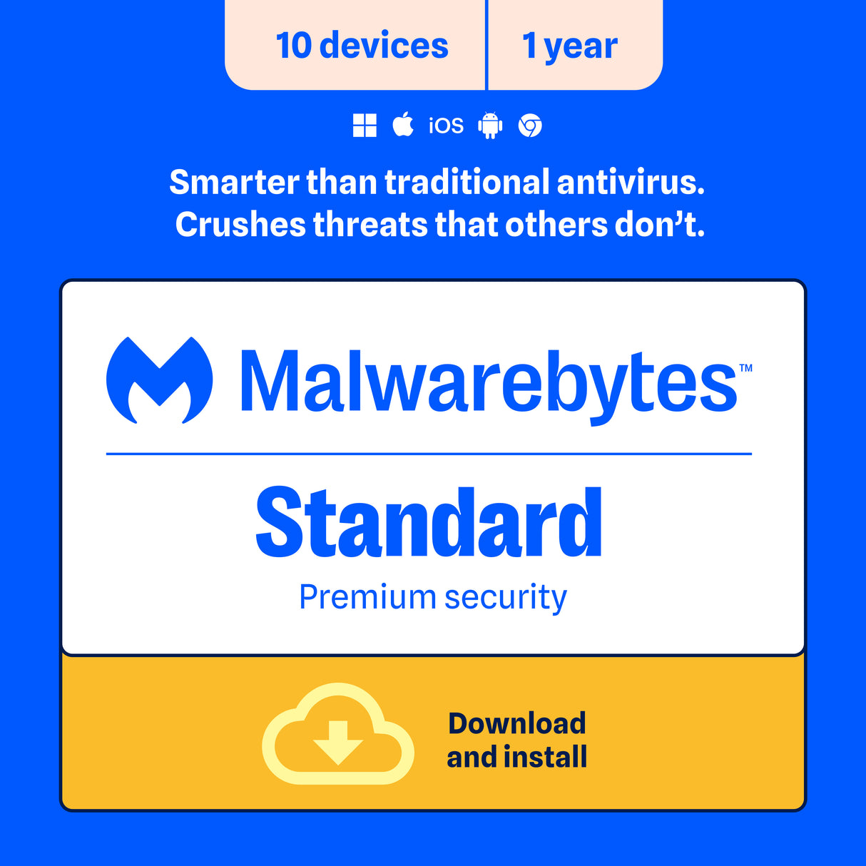 Malwarebytes Premium Standard 10-Device 1-Year PC/MAC/Android/iOS ESD (DOWNLOAD CODE)