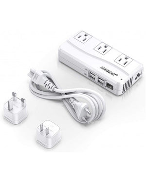 BESTEK World Travel Adaptor 200W with 2 x AC Outlets 3 x USB Ports & 1 USB-C Port - White