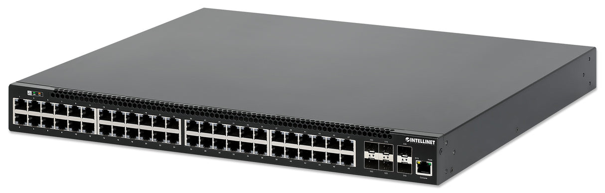 Intellinet 54-Port L3 Fully Managed PoE+ Switch with 48 Gigabit Ethernet Ports and 6 SFP+ Uplinks