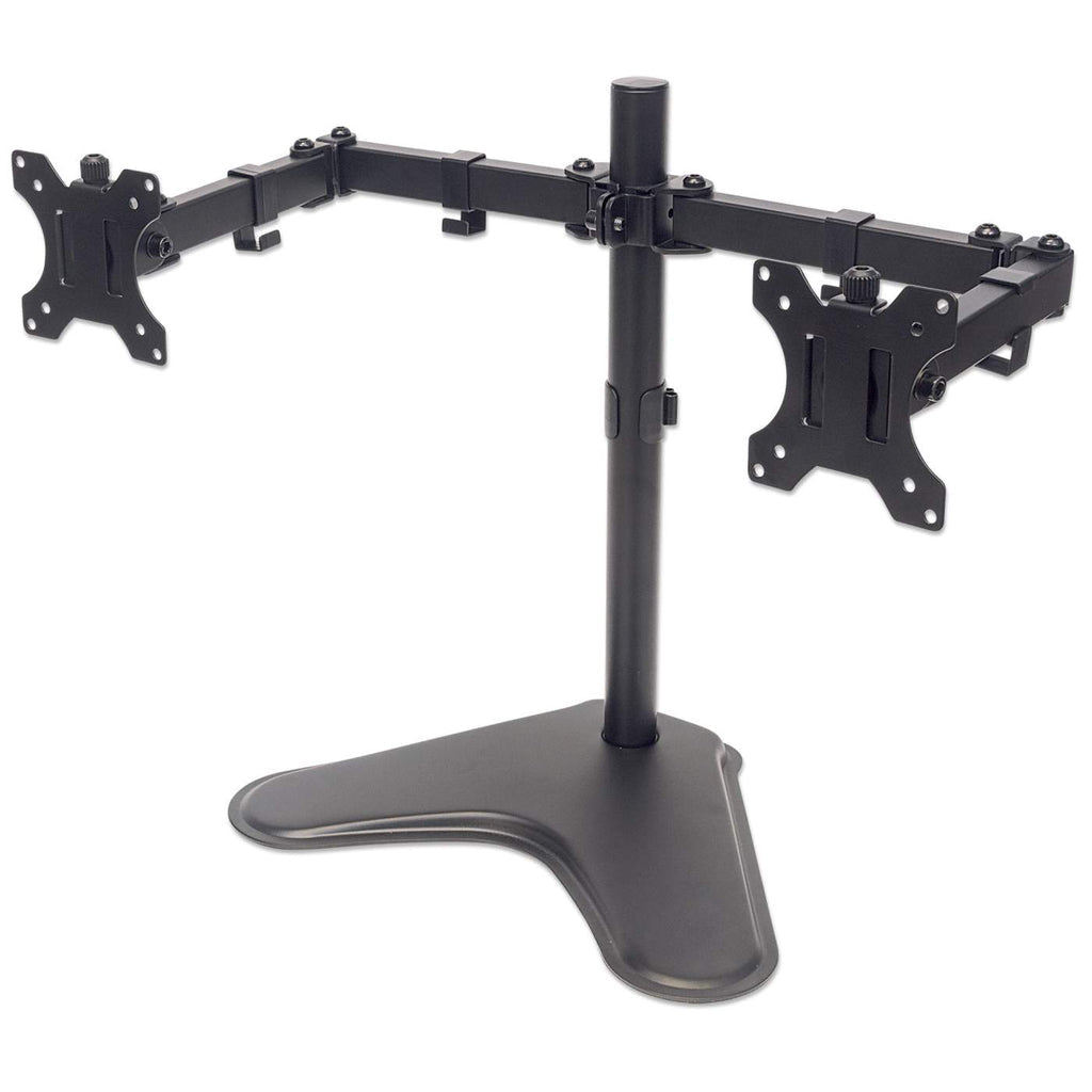 Manhattan Dual Desk Mount for TV & Monitors (Full Motion), Stand Assembly, For screens: 10-27", VESA compatibility: 75x75 and 100x100mm - check the dimensions of the four mounting holes on back of screen to ensure it fits, Max 8kg (each), Black...