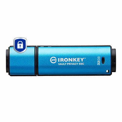Kingston Technology IronKey 32GB USB-C Vault Privacy 50C AES-256 Encrypted, FIPS 197