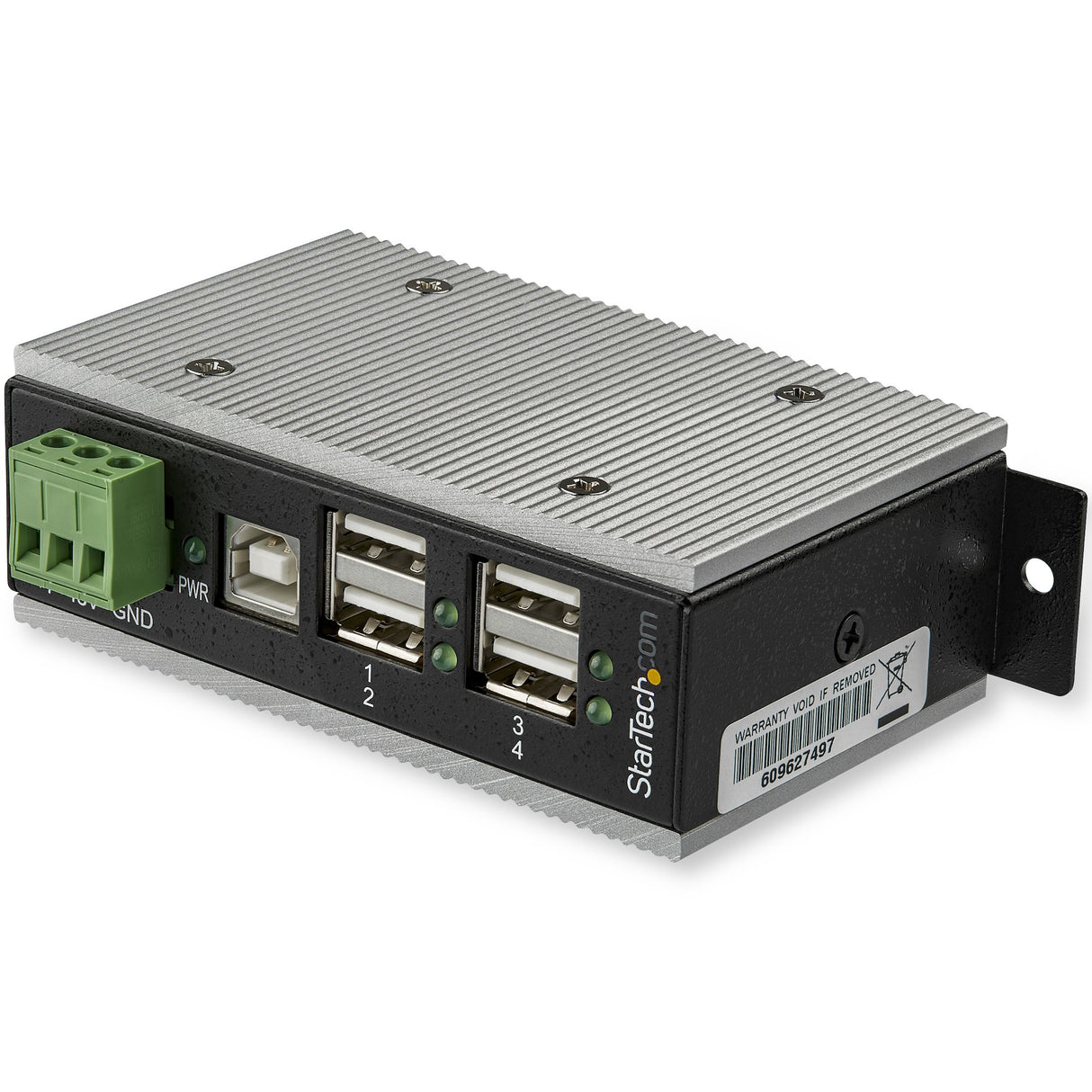 StarTech.com 4-Port USB 2.0 Hub - Metal Industrial USB-A Hub with ESD & 350W Surge Protection - Extended Operating Temp -40 to 185°F - Din Rail/Wall/Desk Mountable - USB Expander Hub - TAA