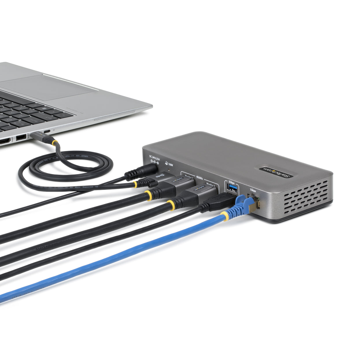 StarTech.com Dual-Monitor USB-C Docking Station, DisplayPort, 4K 60Hz, 100W Laptop Charging, 1GbE, Driverless, Multi-Monitor Dock For Windows