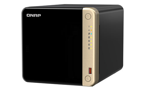 QNAP TS-464 NAS Tower Intel® Celeron® N5095 8 GB DDR4 HDD QNAP Turbo System Black, Gold