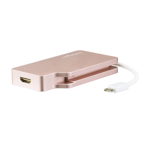 StarTech.com USB C Multiport Video Adapter with HDMI, VGA, Mini DisplayPort or DVI - USB Type C Monitor Adapter to HDMI 1.4 or mDP 1.2 (4K) - VGA or DVI (1080p) - Rose Gold Aluminum