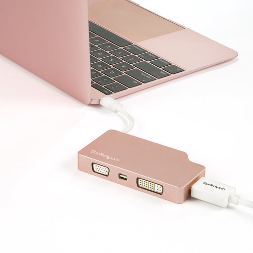 StarTech.com USB C Multiport Video Adapter with HDMI, VGA, Mini DisplayPort or DVI - USB Type C Monitor Adapter to HDMI 1.4 or mDP 1.2 (4K) - VGA or DVI (1080p) - Rose Gold Aluminum