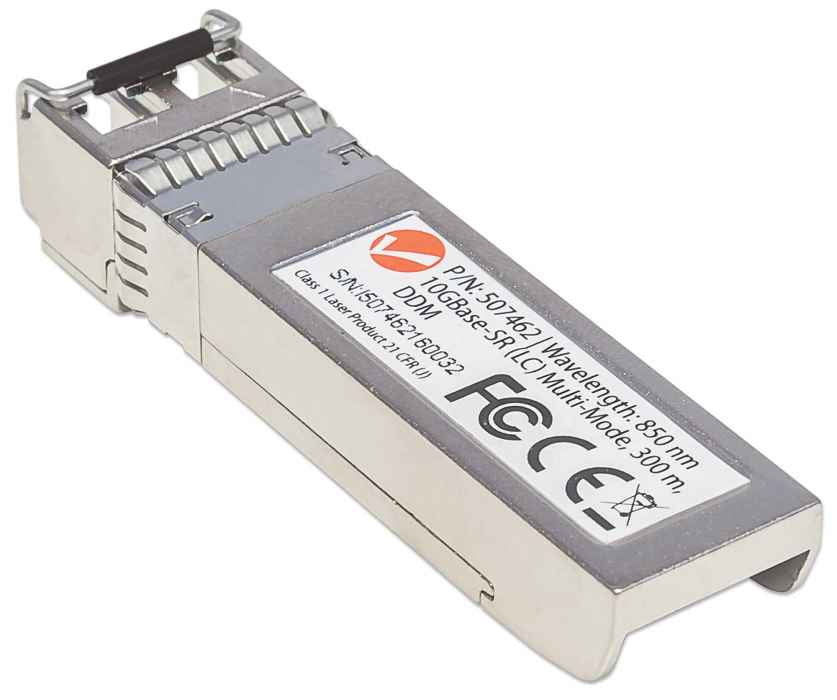 Intellinet Transceiver Module Optical, 10 Gigabit Fiber SFP+, 10GBase-SR (LC) Multi-Mode Port, 300m, Wavelength 850nm, MSA Compliant, Equivalent to Cisco SFP-10G-SR, Ethernet, Fibre, Three Year Warranty