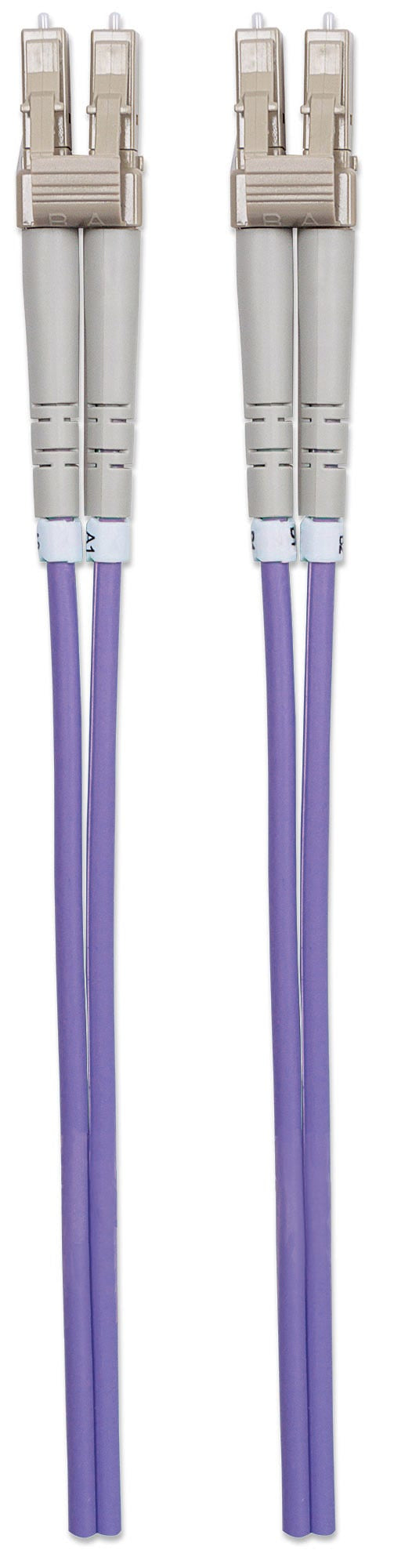 Intellinet Fiber Optic Patch Cable, OM4, LC/LC, 3m, Violet, Duplex, Multimode, 50/125 µm, LSZH, Fibre, Lifetime Warranty