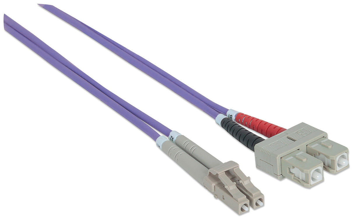 Intellinet Fiber Optic Patch Cable, OM4, LC/SC, 1m, Violet, Duplex, Multimode, 50/125 µm, LSZH, Fibre, Lifetime Warranty