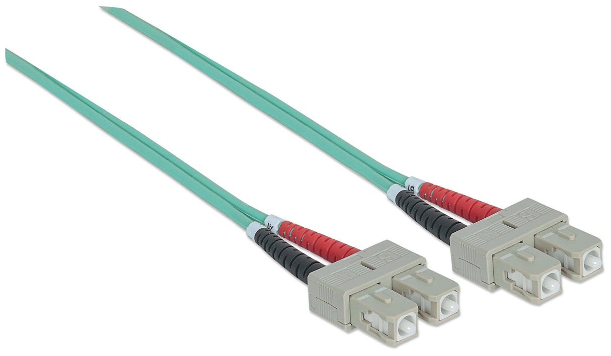 Intellinet Fiber Optic Patch Cable, OM3, SC/SC, 3m, Aqua, Duplex, Multimode, 50/125 µm, LSZH, Fibre, Lifetime Warranty