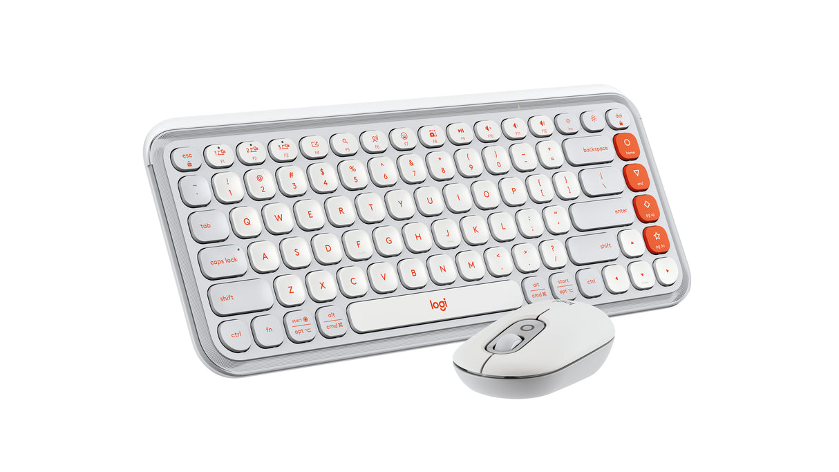 Logitech POP Icon Combo keyboard Mouse included Universal Bluetooth QWERTY English Orange, White