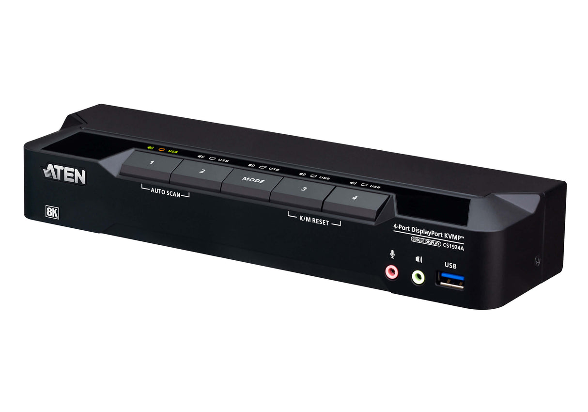 ATEN 4-Port USB 3.0 8K DisplayPort KVMP™ Switch (Cables included)