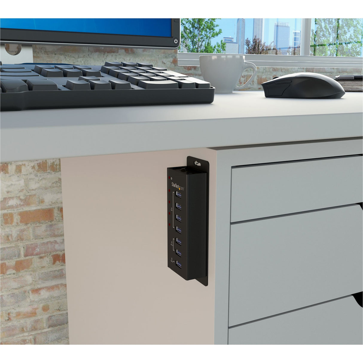StarTech.com 4 Port USB 3.0 Hub (5Gbps) plus 3 Dedicated USB Charging Ports (2 x 1A & 1 x 2A) - Wall Mountable Metal Enclosure