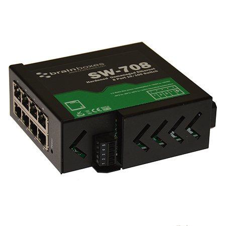 Brainboxes SW-708 network switch Unmanaged Fast Ethernet (10/100) Black