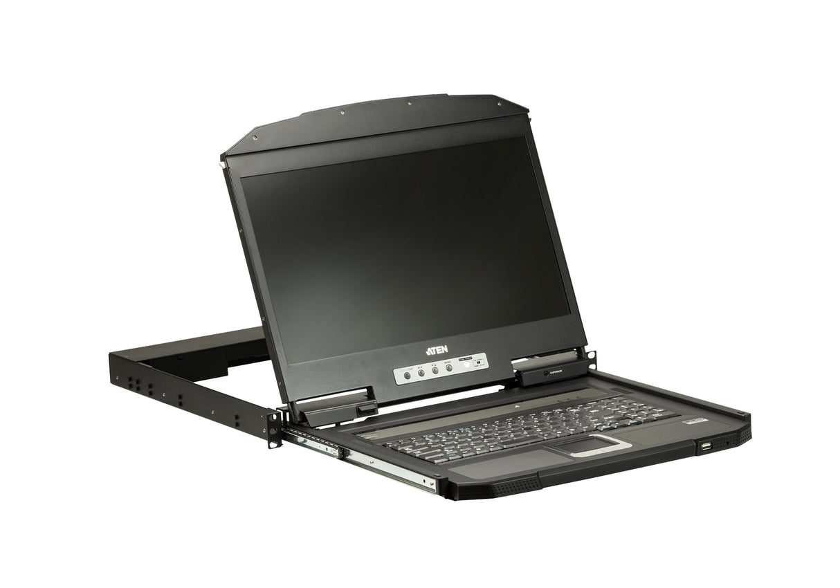ATEN 1U Short Depth USB VGA Single Rail LCD