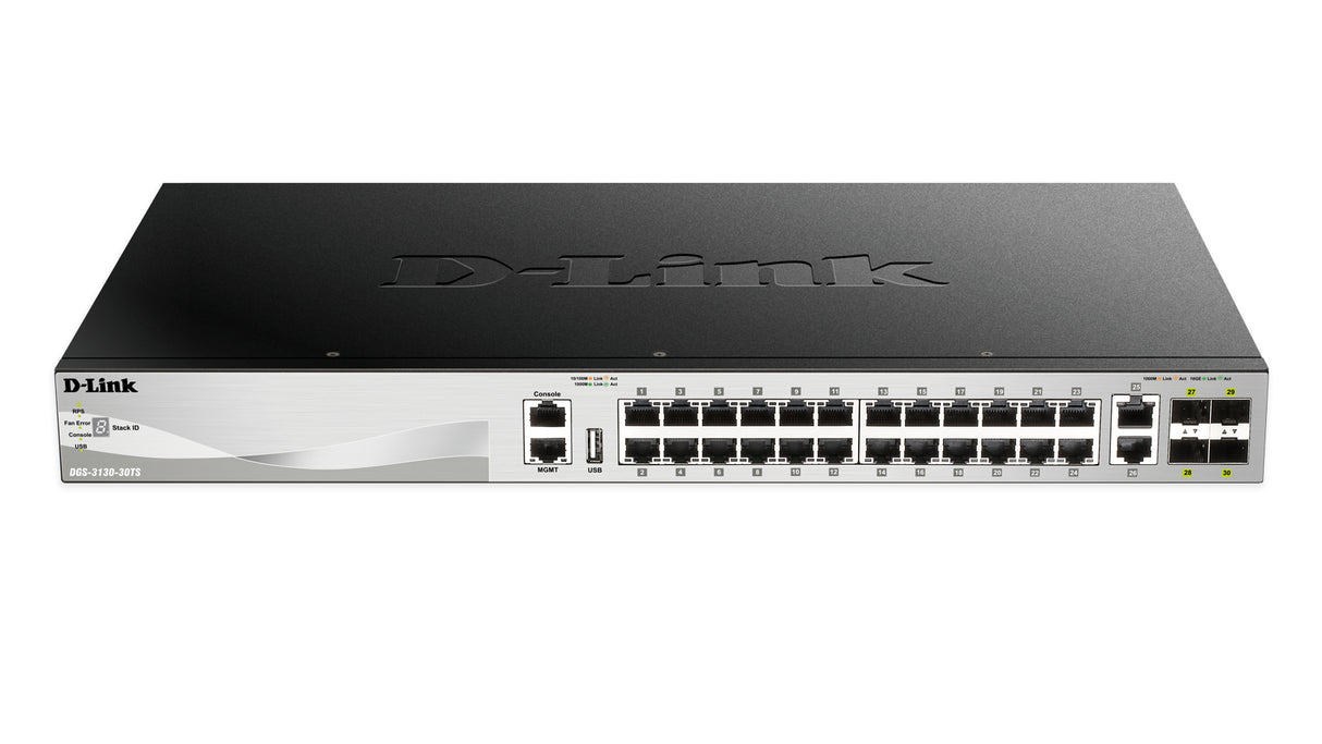 D-Link DGS-3130-30TS Managed L3 Gigabit Ethernet (10/100/1000) Black, Grey