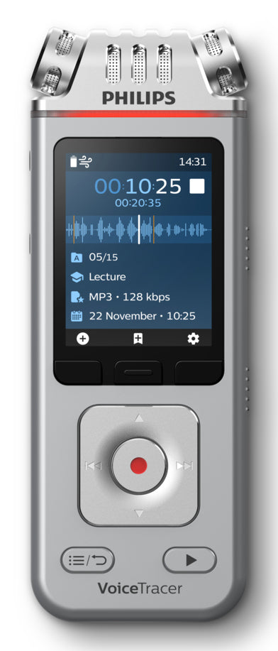 Philips DVT4115 Digital Voice Tracer Flash card Chrome, Silver