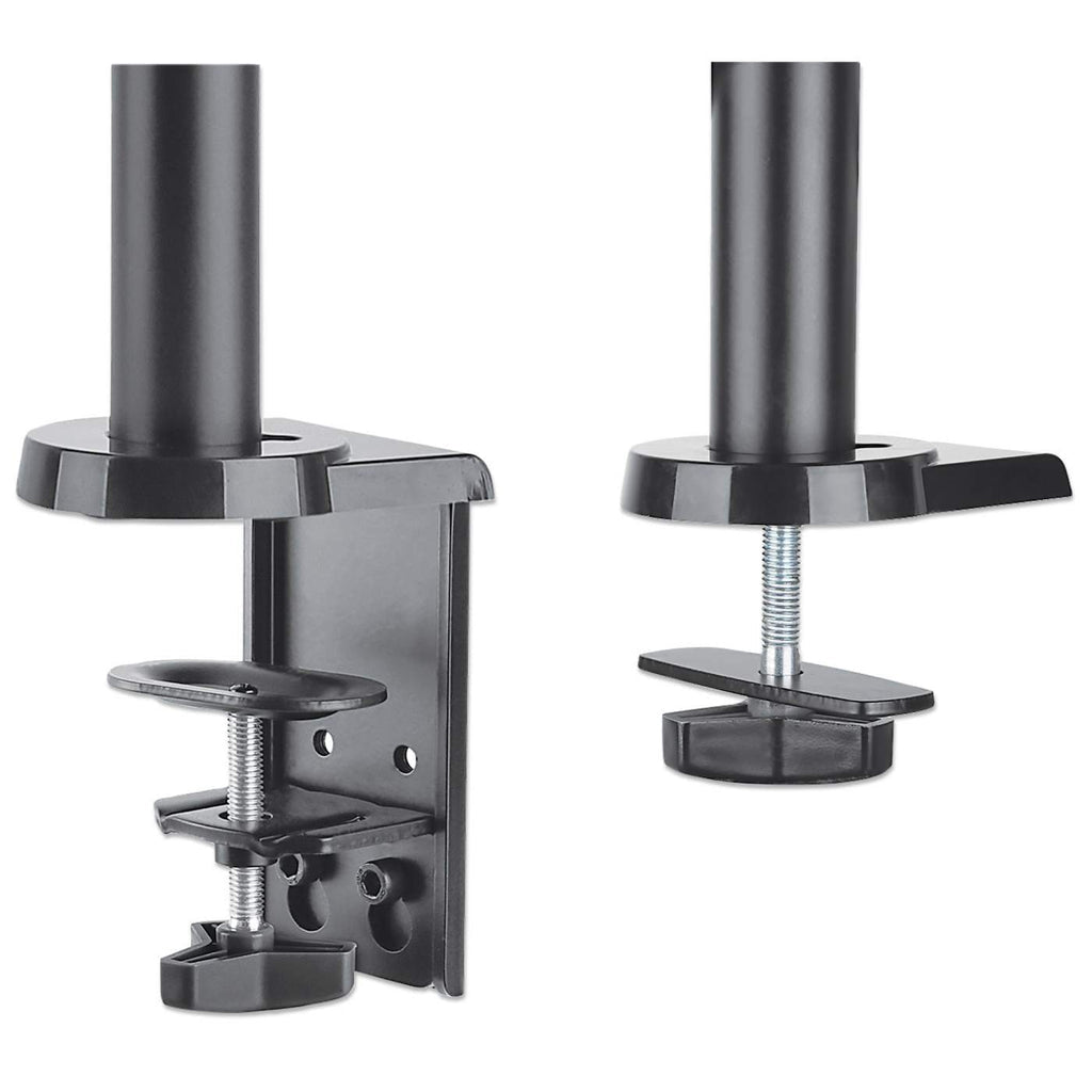 Manhattan Dual Desk Mount for TV & Monitors (Full Motion Gas Spring), For screens 10" to 27", Clamp or Grommet Assembly, VESA compatibility: 75x75 and 100x100mm - check the dimensions of the four mounting holes on back of screen to ensure it fits...