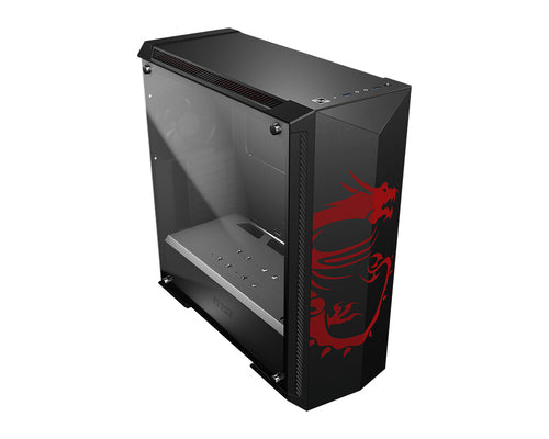 MSI MPG GUNGNIR 100D Mid Tower Gaming Computer Case 'Black Dragon Edition, 1x 120mm Fan, Tempered Glass Panel, E-ATX, ATX, mATX, mini-ITX'