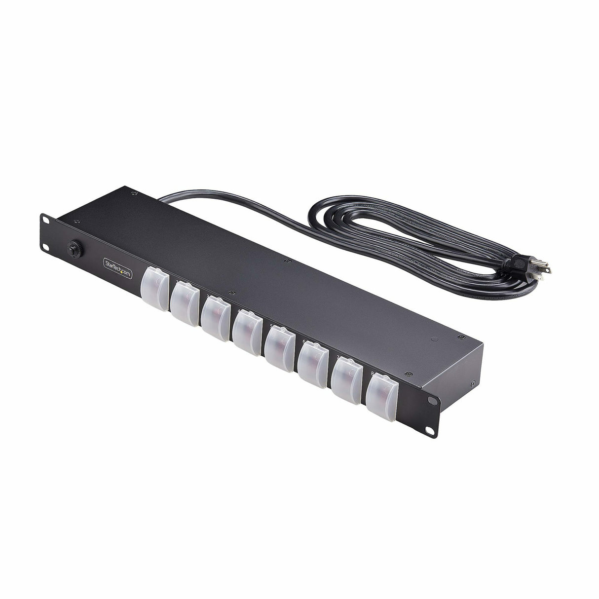 StarTech.com 8-Outlet Horizontal Rack Mount PDU, 1U Power Strip, Individual Outlet On/Off Switches w/Covers, 15A Circuit Breaker, 8ft/2.4m Cord, NEMA 5-15P/R, TAA
