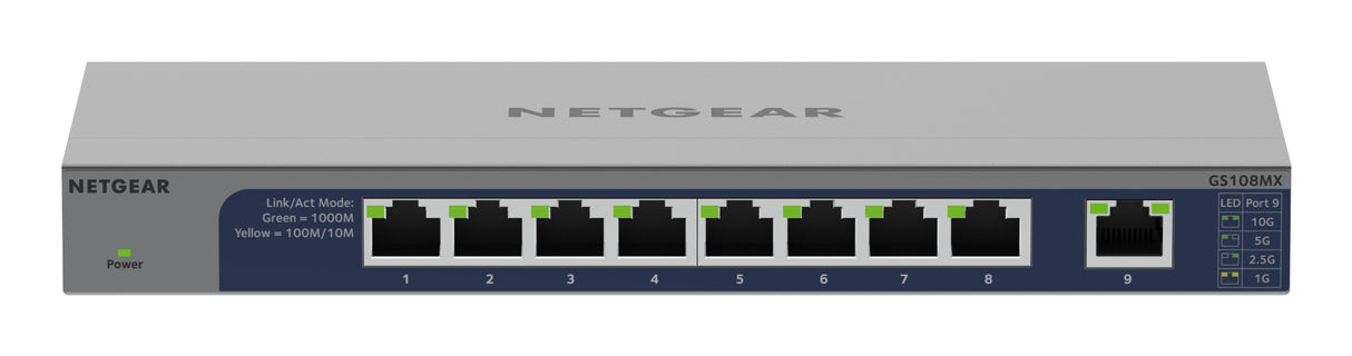 NETGEAR GS108MX-100EUS Unmanaged L2 Gigabit Ethernet (10/100/1000) Desktop/Wall-Mounting