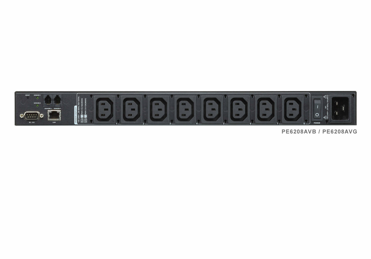 ATEN 1U AV 16A 8 Outlet Switched Bank Metered PDU + Free Eco PDU Manager Software