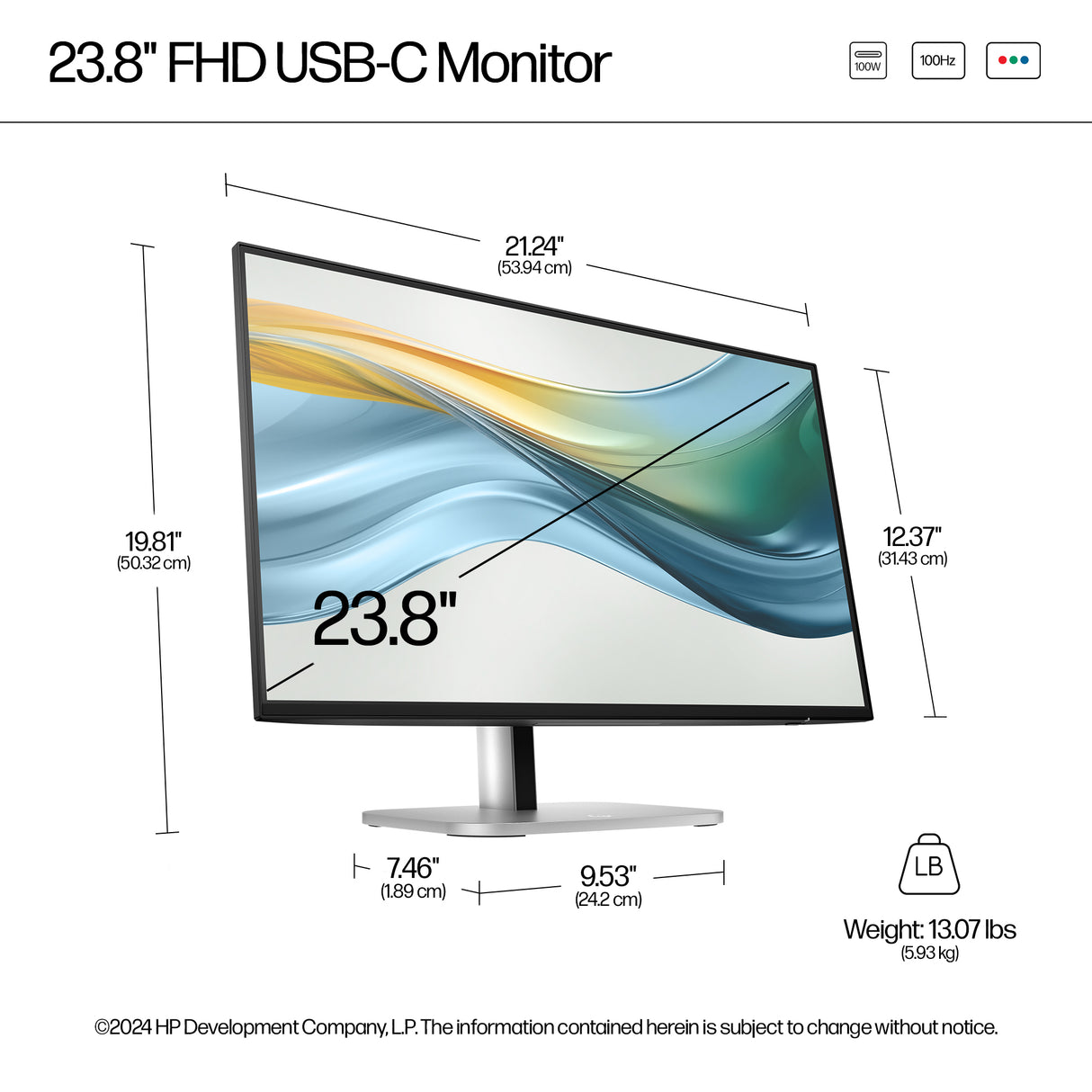 HP Series 5 Pro 23.8 inch FHD USB-C Monitor - 524pu