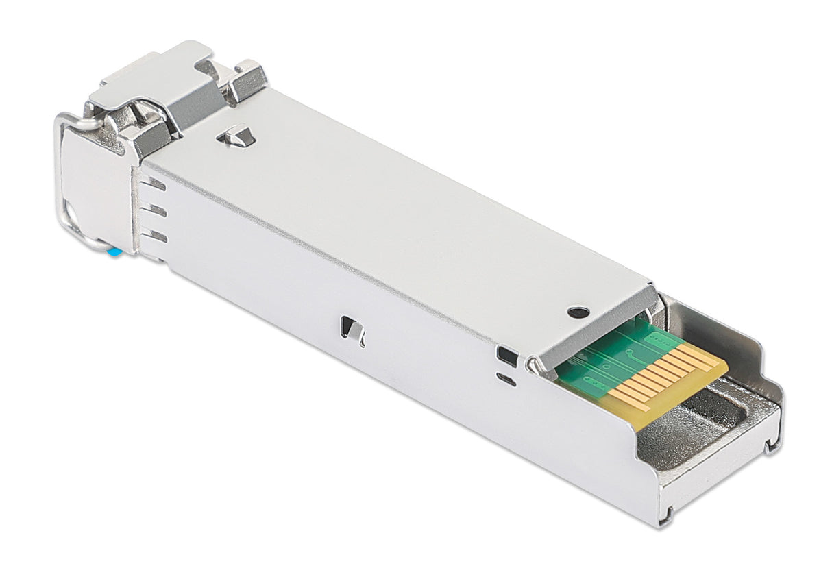 Intellinet Industrial Gigabit Fiber SFP Optical Transceiver Module 1000Base-LX (LC) Single-Mode Port, 10 km (6.2 mi.), MSA-compliant for Maximum Compatibility, Silver