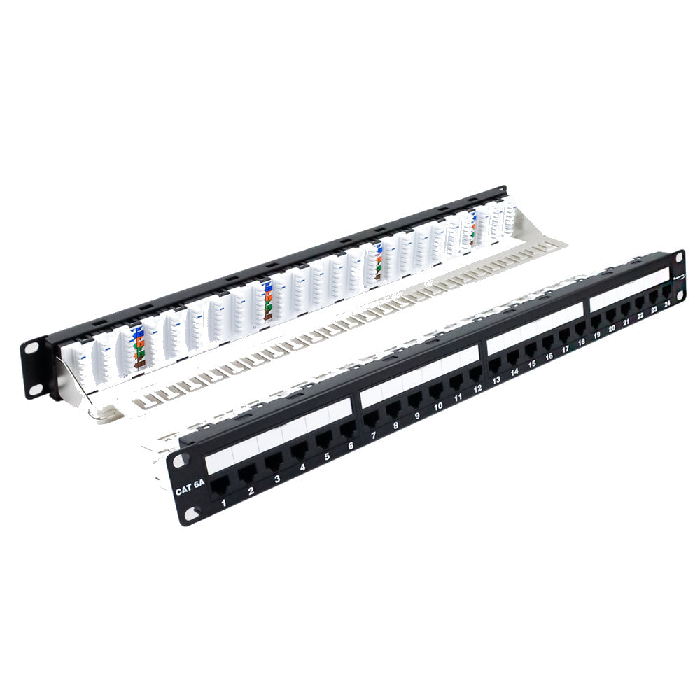 Wavenet Patch Panel C6A, 110-Type, 24 Port, 1U, T568A/B, W/Rear Cmgt Bar