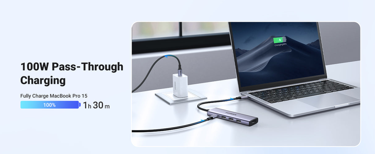 Ugreen 15596 laptop dock/port replicator Wired USB 3.2 Gen 1 (3.1 Gen 1) Type-A + Type-C Aluminium